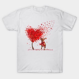 Valentine's Day Heart Tree Love Red Miniature Pinscher T-Shirt